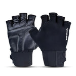 Nivia Scorpion anti-slip gym gloves with genuine leather palm, adjustable wrist strap, and breathable neoprene back, ideal for men and women weightlifting and cross training workouts.