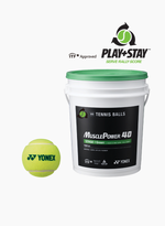 Yonex MUSCLE POWER 40 Green Dot Tennis Balls – Stage 1 Starter Balls (Bucket of 60) | Probadminton.in.