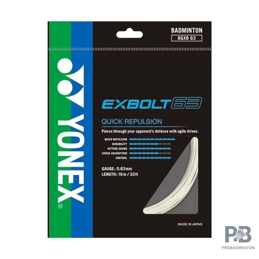 YONEX　EXBOLT 63　200mロール(エクスボルト63)　ホワイト Yonex Exbolt 63 – Quick Repulsion & High Sound Precision