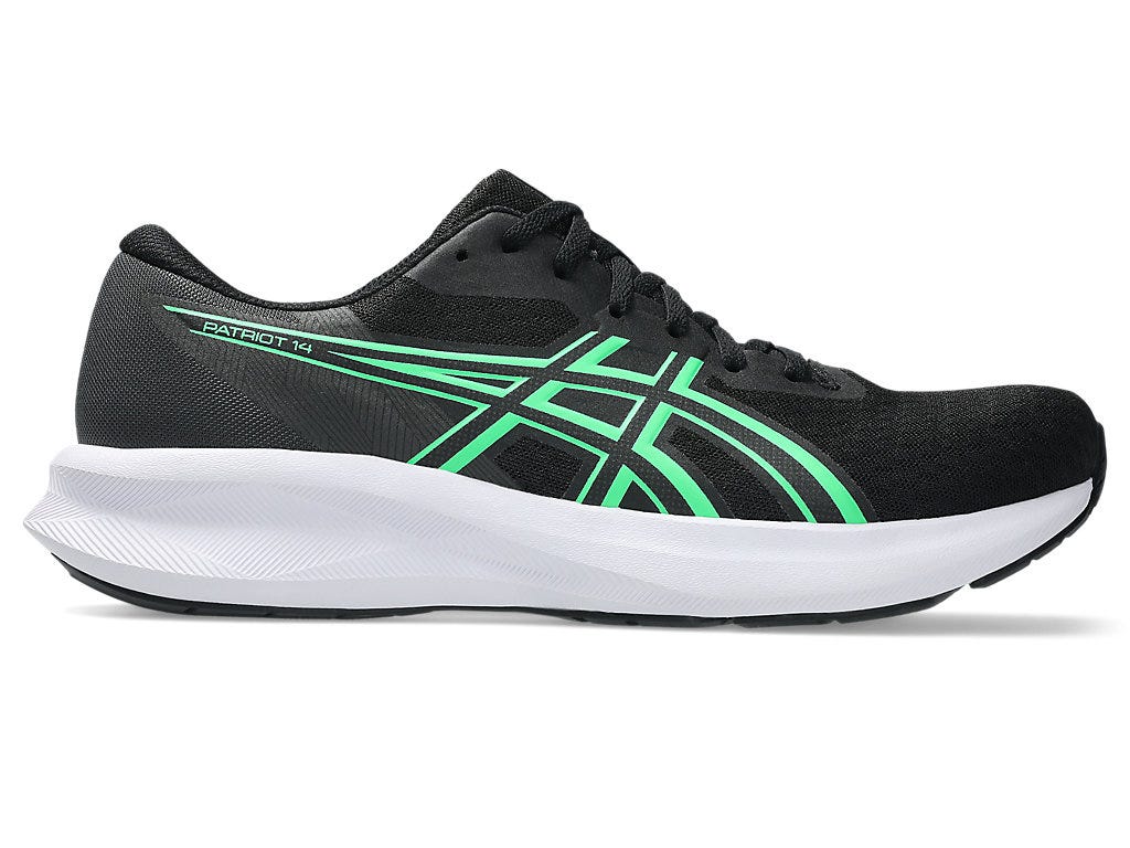 asics patriot 14 daily training shoes black green

