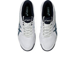 ASICS GEL-PEAKE 2 Cricket Shoes – Synthetic Leather Upper, GEL Cushioning, Rubber Sole (WHITE/ATLANTIC BLUE)| Neutral Pronation Outdoor Sports Shoes.