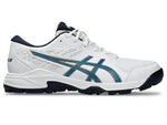 ASICS GEL-PEAKE 2 Cricket Shoes – Synthetic Leather Upper, GEL Cushioning, Rubber Sole (WHITE/ATLANTIC BLUE)| Neutral Pronation Outdoor Sports Shoes.