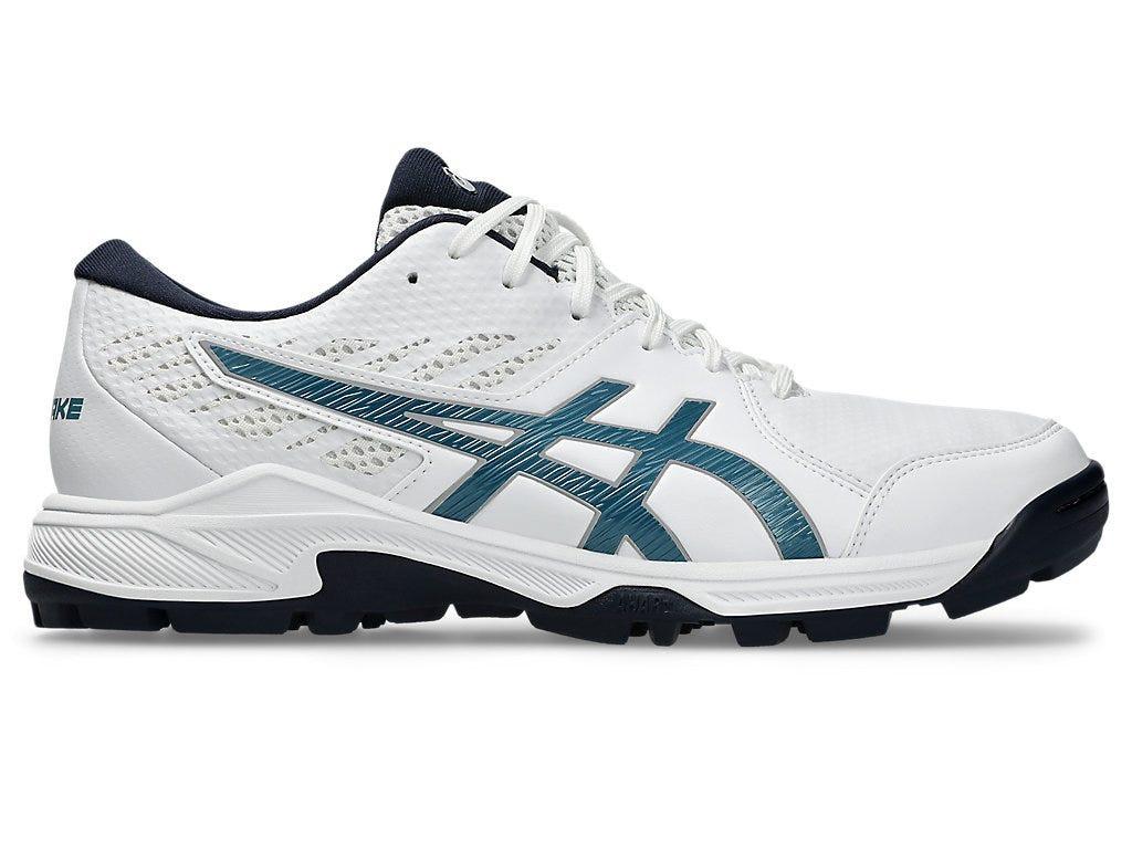 ASICS GEL-PEAKE 2 Cricket Shoes – Synthetic Leather Upper, GEL Cushioning, Rubber Sole (WHITE/ATLANTIC BLUE)| Neutral Pronation Outdoor Sports Shoes.