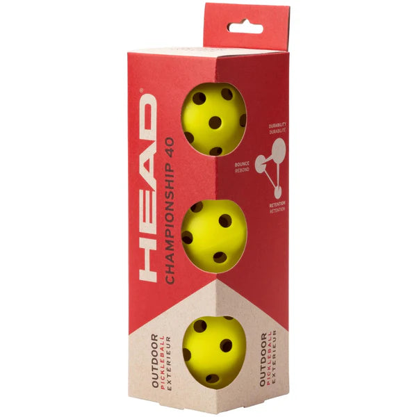 HEAD Championship 40 Outdoor Pickleball, Pack of 3