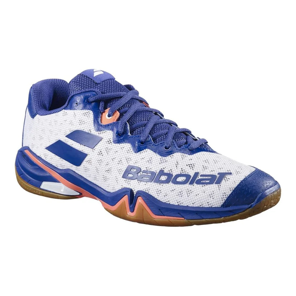 Babolat Shadow Tour 4 Men’s Badminton Shoes White/Blue Navy – Professional Indoor Court Shoes | Buy Online at Probadminton.in.