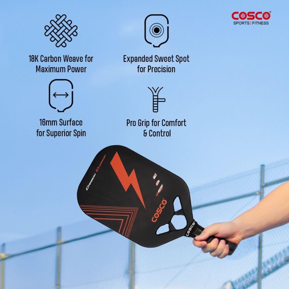 Cosco Carbon Charge Pickleball Paddle | Lightweight Carbon Graphite Paddle | Buy Online at Probadminton.in.
