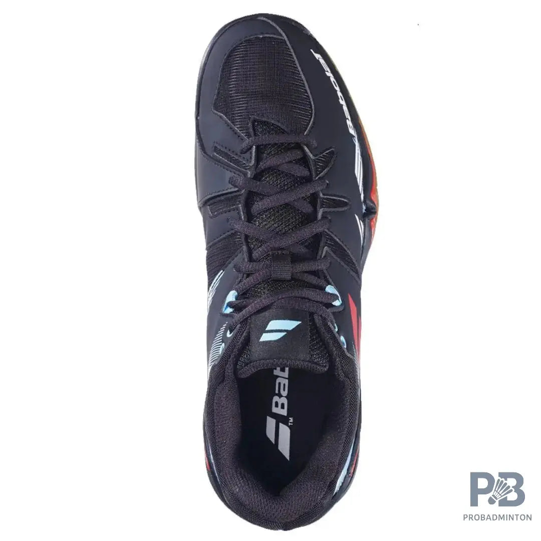 Babolat Men's Shadow Spirit Badminton Shoes- Black/Tomato Red.