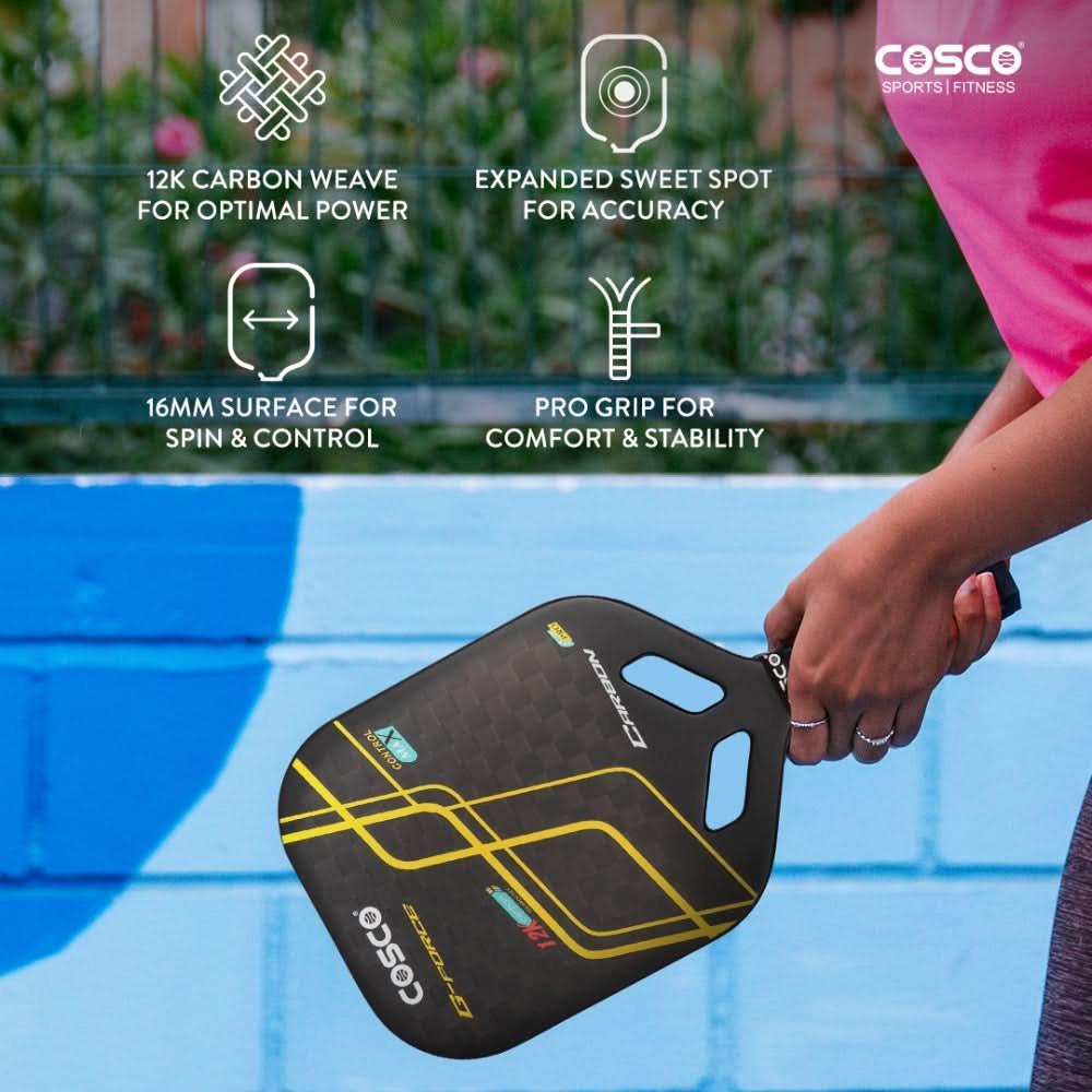 Cosco Carbon G-Force Pickleball Paddle | Lightweight Carbon Graphite Paddle | Buy Online at Probadminton.in.