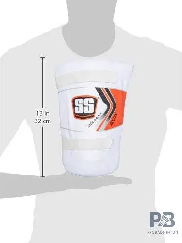 SS Academy youth Cricket Thigh Guard – White | Lightweight Nylon & Plastic Protection.
