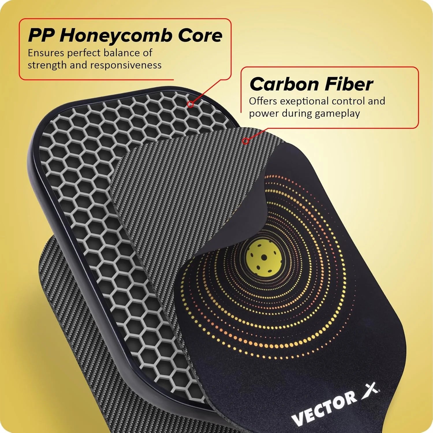Vector X Graphite Pickle Bat 16 MM | Lightweight 16 mm Core Paddle for Power & Control | Buy Online at Probadminton.in.