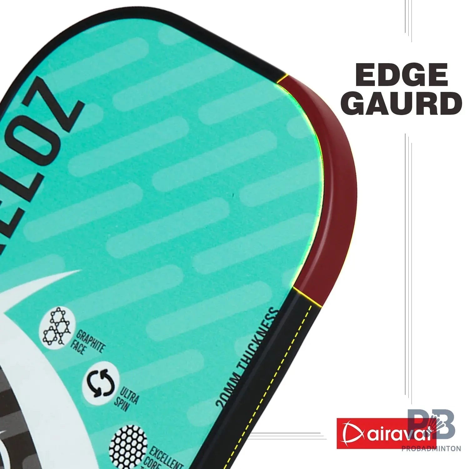 Airavat Keloz 7402 Pickleball Paddle – Carbon Graphite Paddle Ball in India | Best Pickleball Paddles India for Beginners (Black, Cyan, Lime Green).