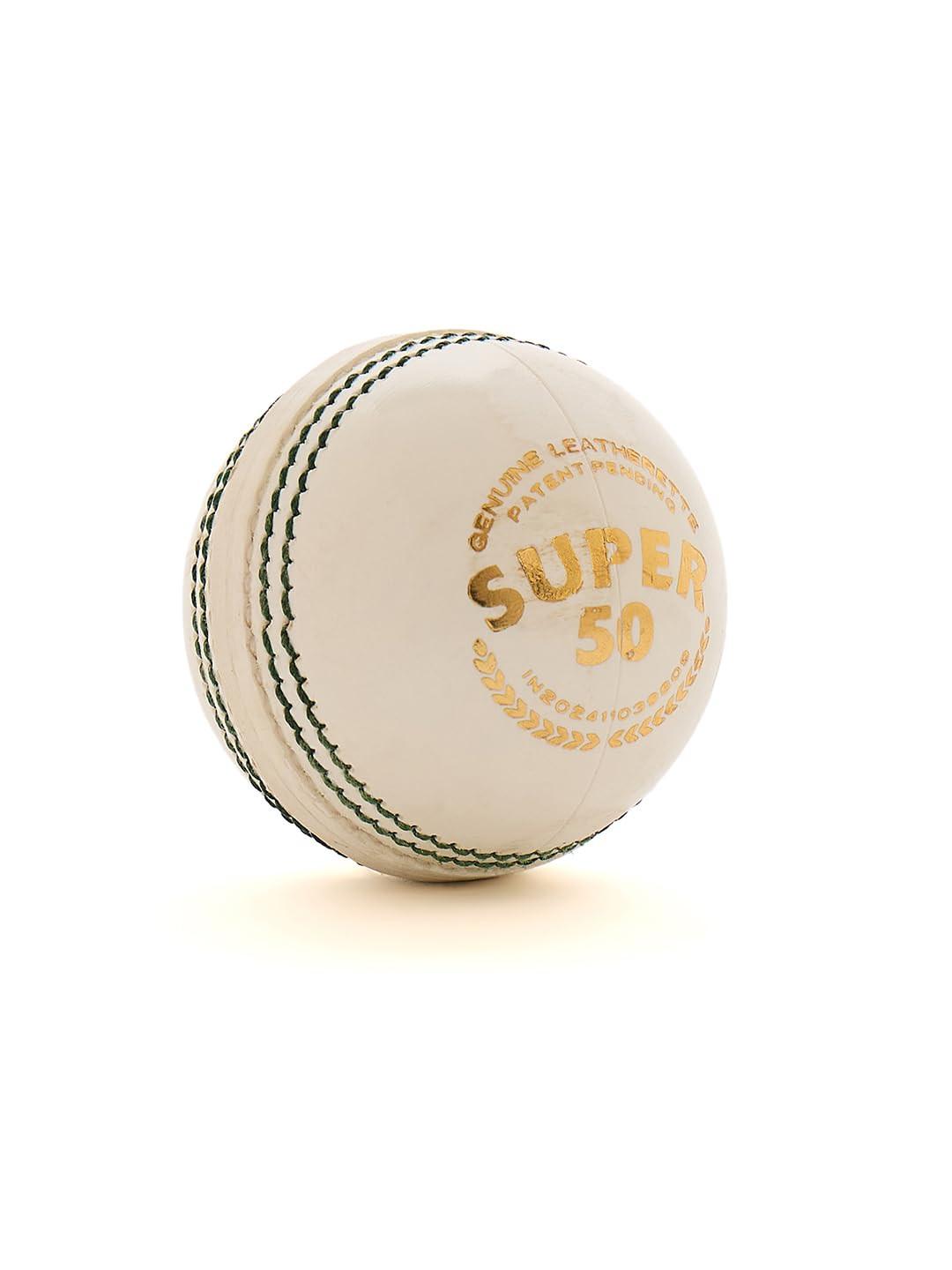 SG Super 50 White Cricket Ball | Leatherette Match Ball for 50 Overs – probadminton.in.