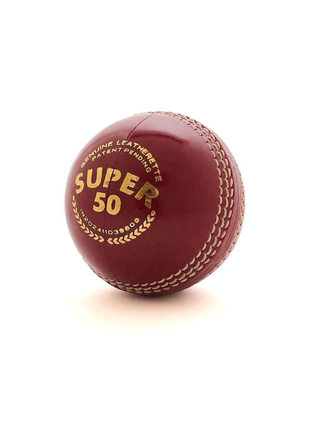 SG Super 50 Red Cricket Ball | Leatherette Match Ball for 50 Overs – probadminton.in.