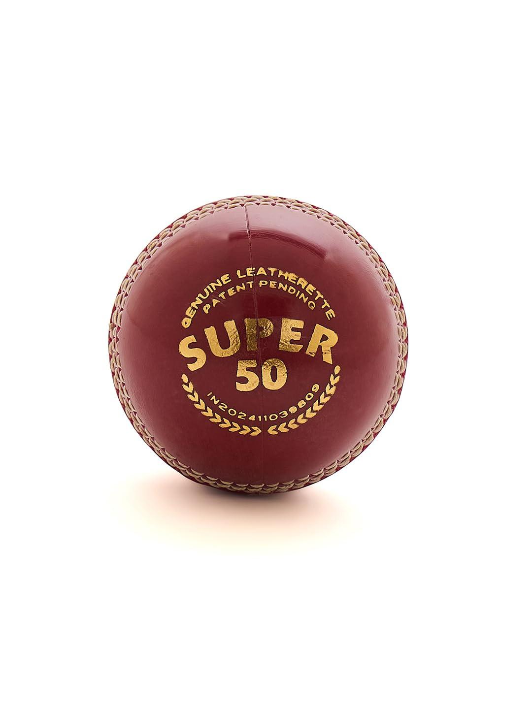 SG Super 50 Red Cricket Ball | Leatherette Match Ball for 50 Overs – probadminton.in.