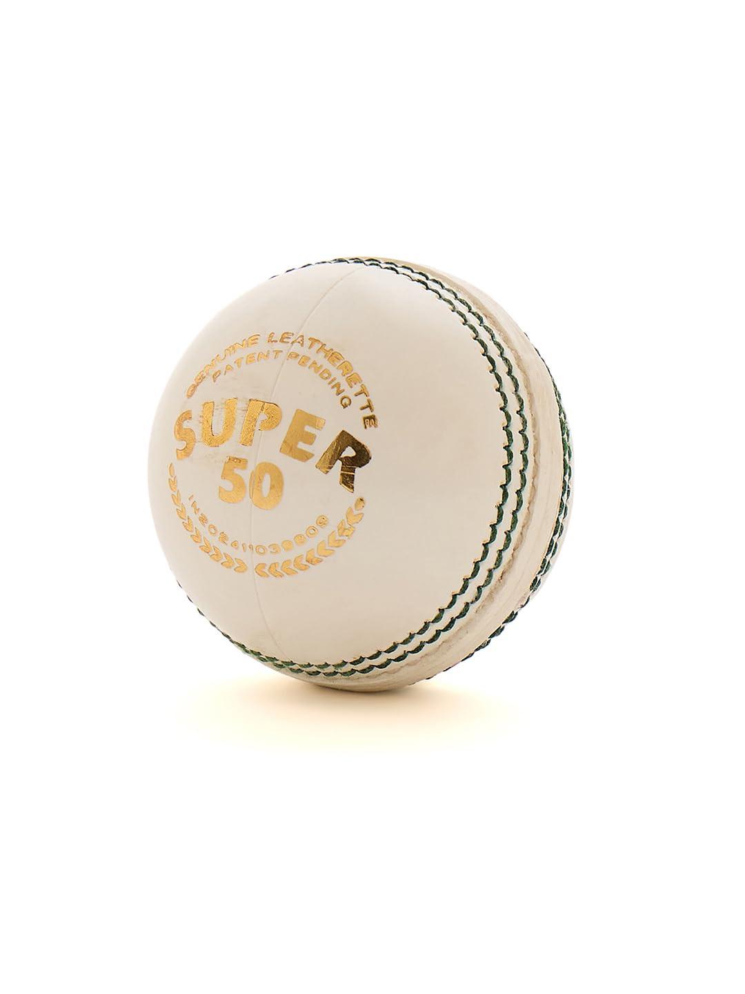SG Super 50 White Cricket Ball | Leatherette Match Ball for 50 Overs – probadminton.in.