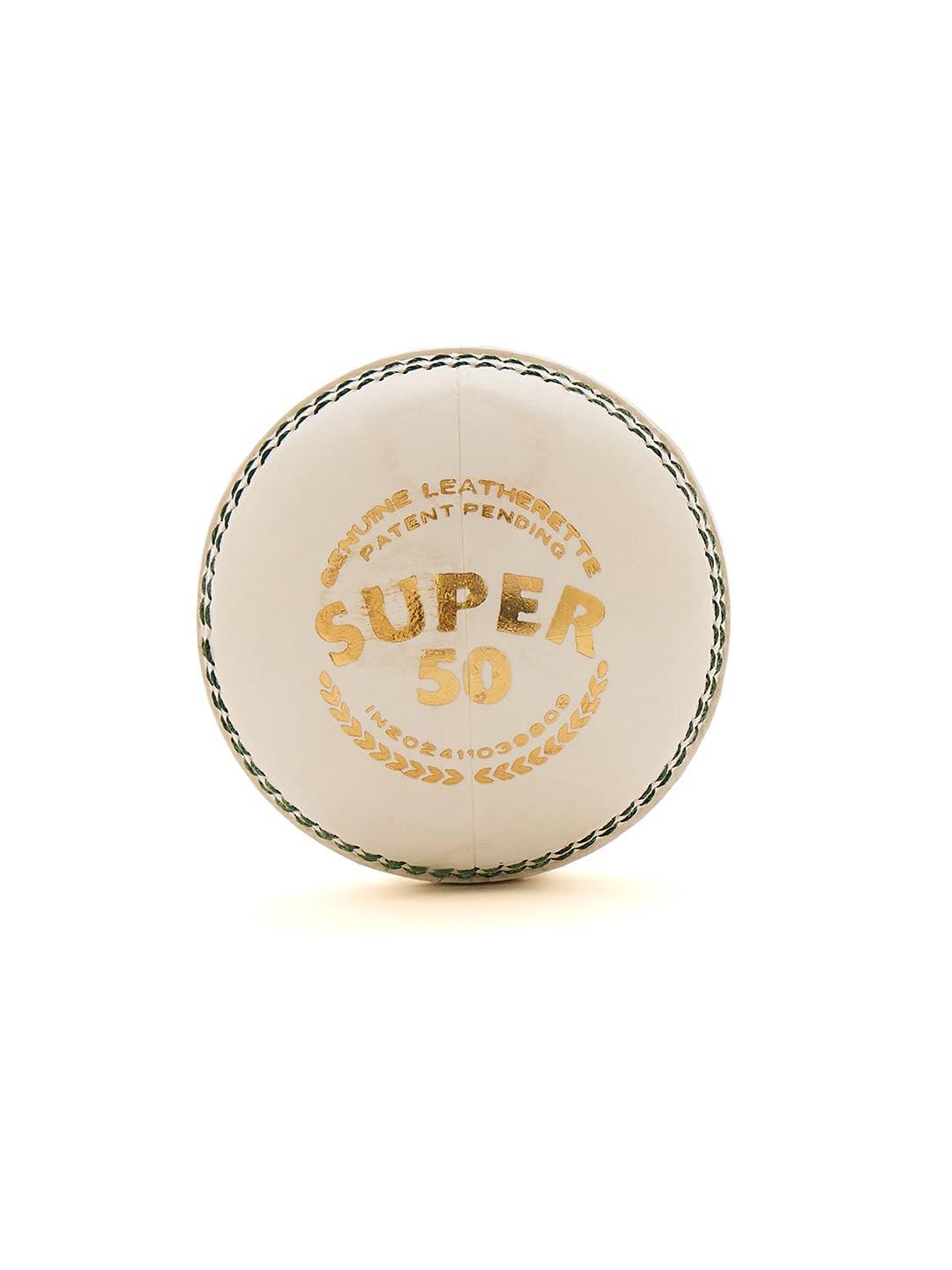 SG Super 50 White Cricket Ball | Leatherette Match Ball for 50 Overs – probadminton.in.