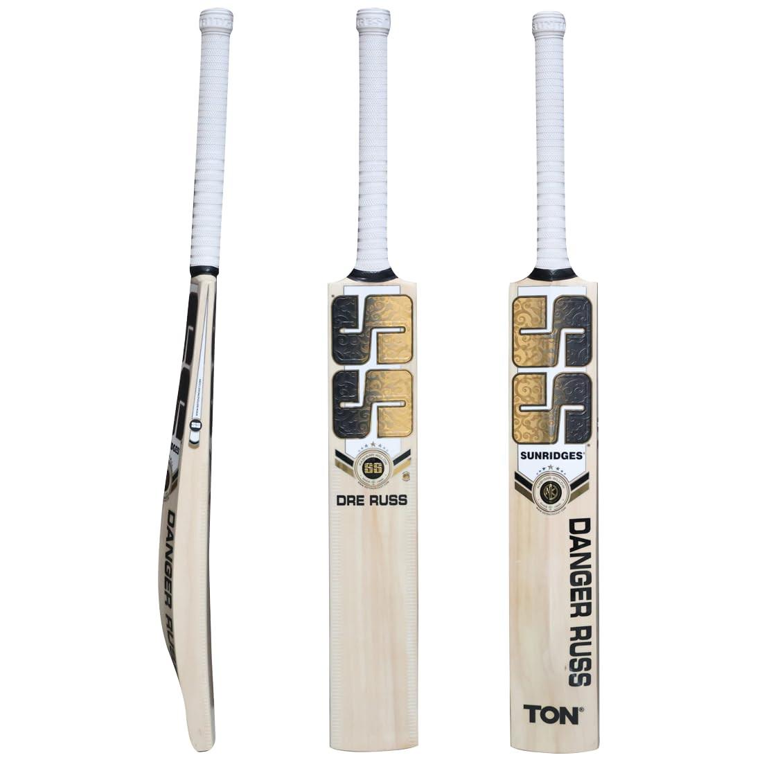 SS DRE Russ Kashmir Willow Bat – Short Handle Premium Handcrafted Cricket Bat for Power & Control | Lightweight & Durable.