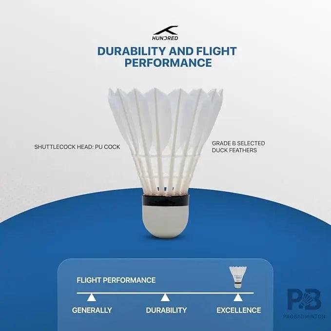 Hundred F1 Feather Shuttlecock Pack of 10 | Speed 77 | Best Shuttlecock for Professionals | Shuttlecock Price in India.
