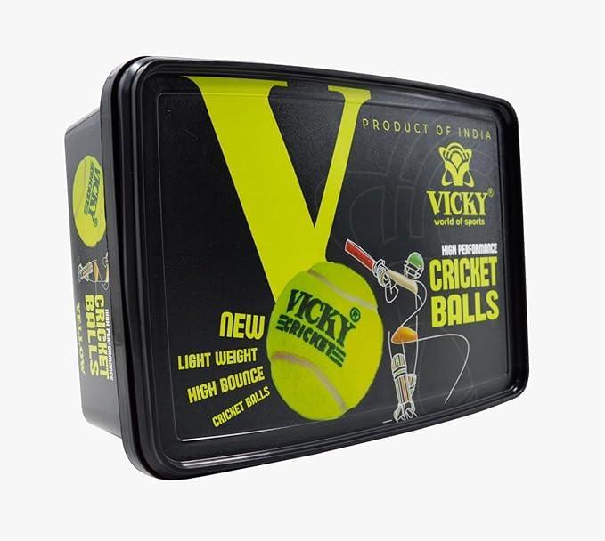 Vicky Rubber Cricket Tennis Ball – Pack of 6 & 5 Dozen (60 Balls) | High Bounce Green Practice Balls for Cricket Matches & Training | Best Price in India.