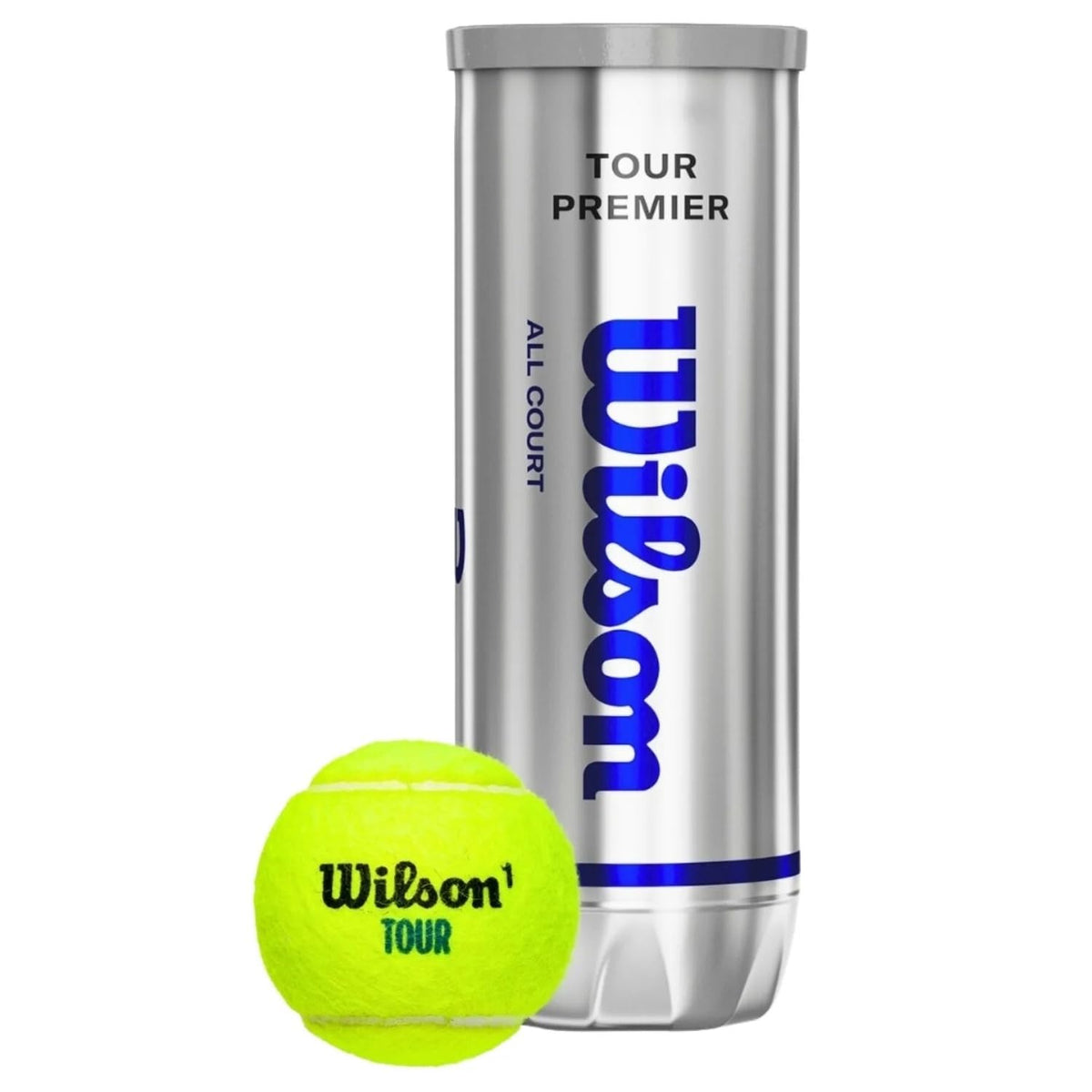 Wilson Tour Premier Silver tennis ball can front view