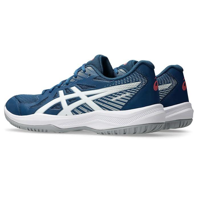 ASICS Men Upcourt 6 Badminton Shoes (Mako Blue White) | Lightweight, Breathable Mesh, Stable Midfoot Support | Indoor Non-Marking Court Shoes – ProBadminton.in.