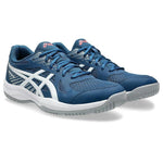 ASICS Men Upcourt 6 Badminton Shoes (Mako Blue White) | Lightweight, Breathable Mesh, Stable Midfoot Support | Indoor Non-Marking Court Shoes – ProBadminton.in.