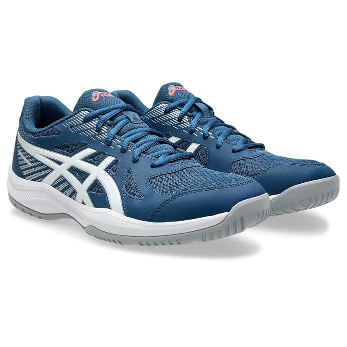 ASICS Men Upcourt 6 Badminton Shoes (Mako Blue White) | Lightweight, Breathable Mesh, Stable Midfoot Support | Indoor Non-Marking Court Shoes – ProBadminton.in.