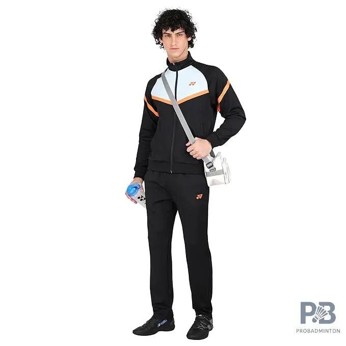 Yonex Track Suit 2500 for Men (Jet Black/Dark Navy) | Premium Badminton & Tennis Warm-Up Suit | Quick-Dry + UV Protection | Long Sleeve Pull-On Design.