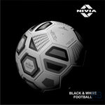 Nivia Black & White Football Size 5 – 32 Panel Rubberized Stitched Ball for Hard Ground & Training | Official Adult Match Football.