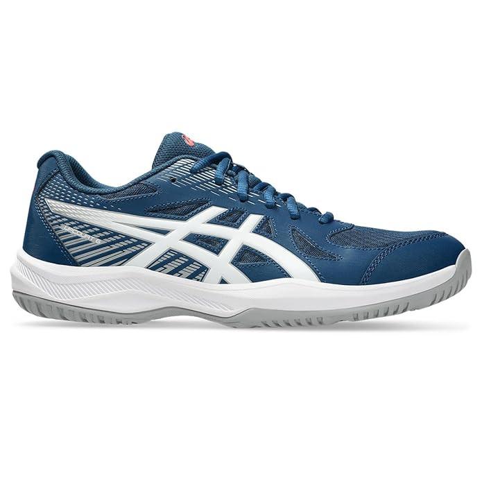 ASICS Men Upcourt 6 Badminton Shoes (Mako Blue White) | Lightweight, Breathable Mesh, Stable Midfoot Support | Indoor Non-Marking Court Shoes – ProBadminton.in.