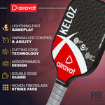 Airavat Keloz 7402 Pickleball Paddle – Carbon Graphite Paddle Ball in India | Best Pickleball Paddles India for Beginners (Black, Cyan, Lime Green).