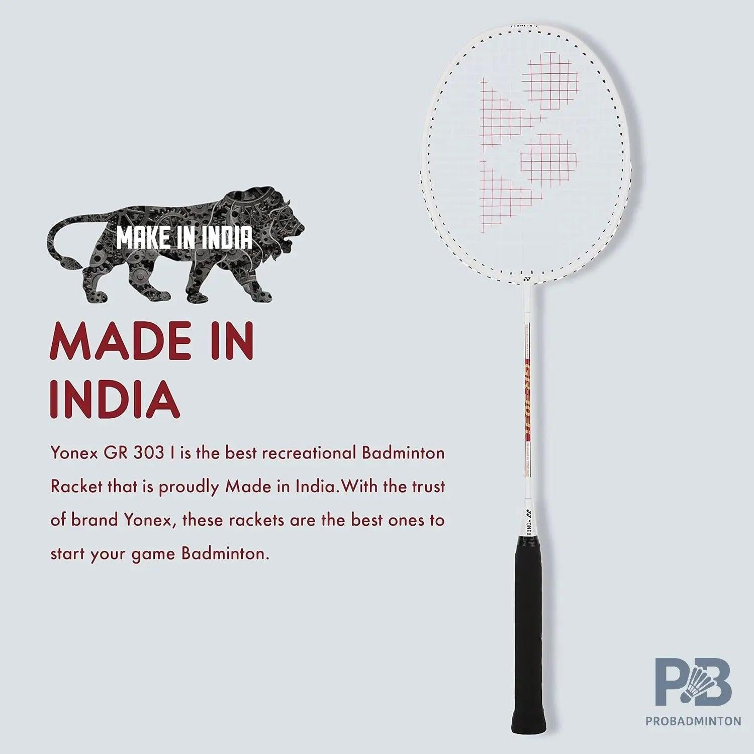 "Yonex GR303i Badminton Racket – 3U/G4 | Ideal for Beginners | ProBadminton.in" (In 5 Different colors).