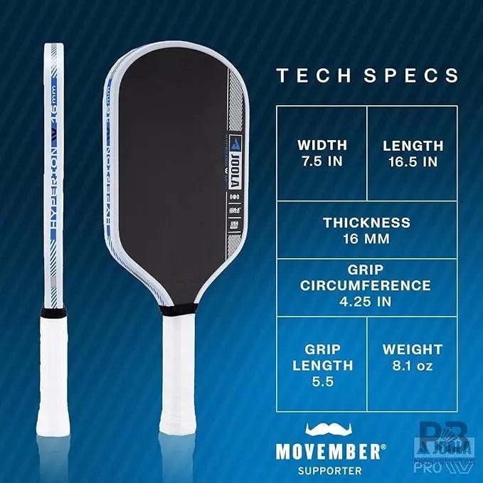 Joola Simone Jardim Hyperion Pro IV 16mm Pickleball Paddle | Tech Flex Power | Carbon Friction Surface | UPA-A & USAPA Certified.