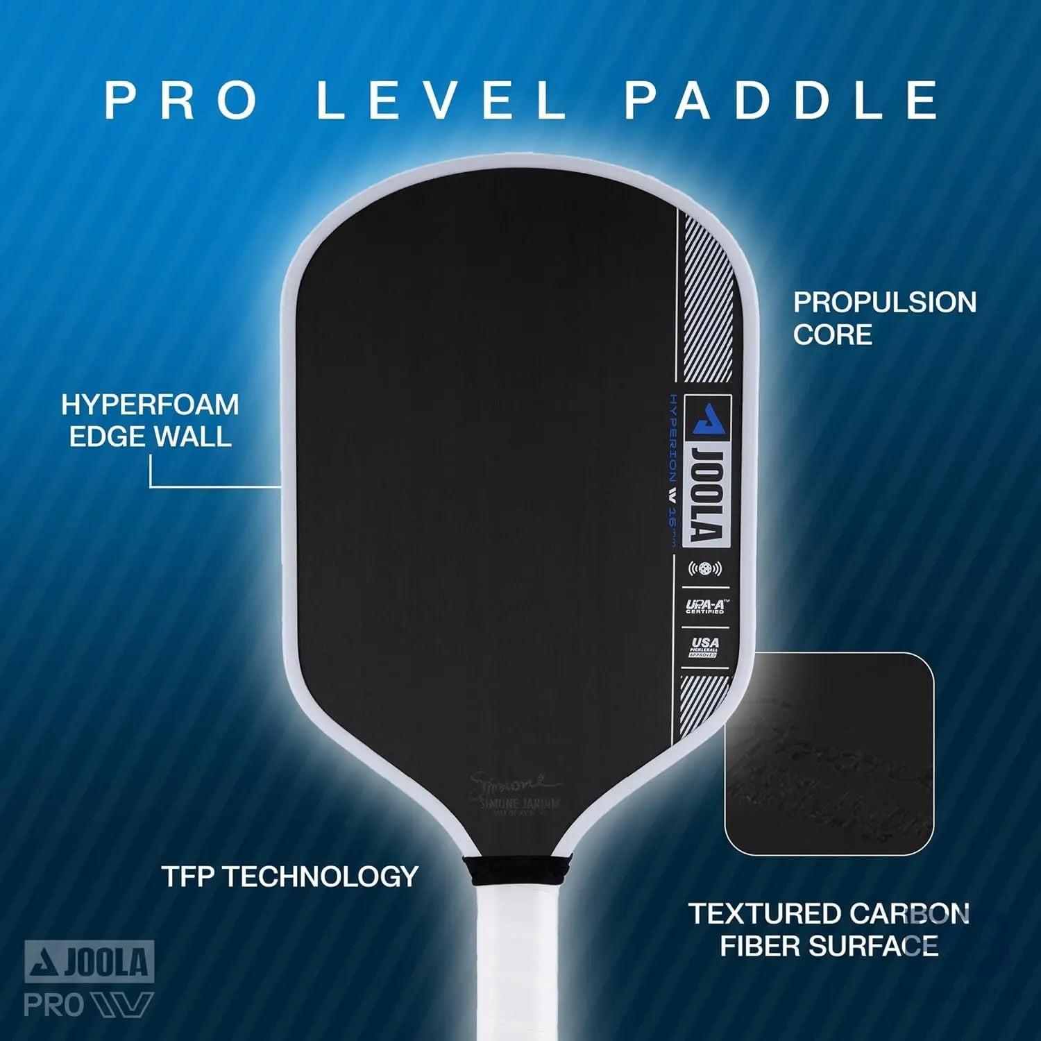 Joola Simone Jardim Hyperion Pro IV 16mm Pickleball Paddle | Tech Flex Power | Carbon Friction Surface | UPA-A & USAPA Certified.