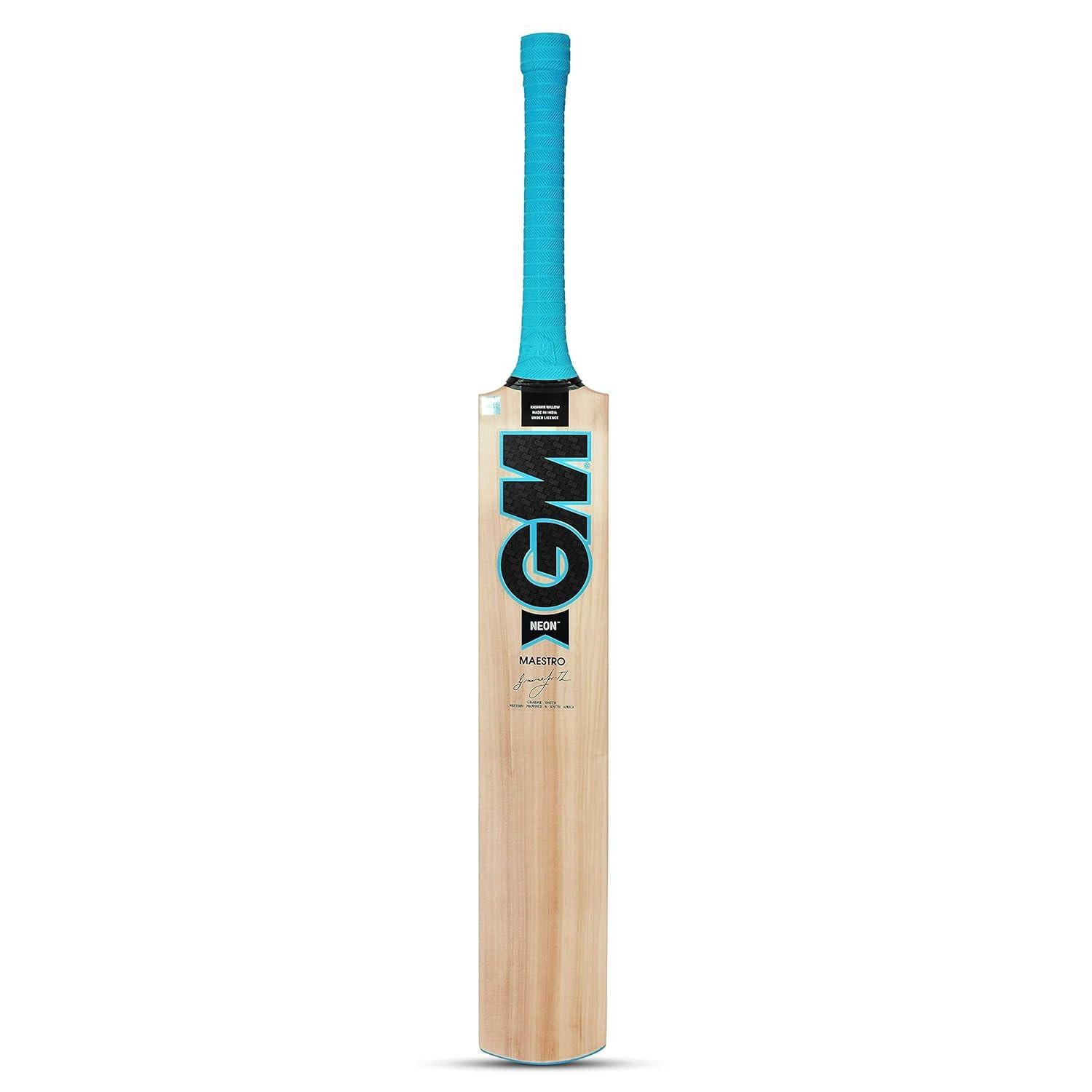 GM Neon Maestro Kashmir Willow Cricket Bat – Full Size, Lightweight, Advanced Grip, Men’s Leather Ball Bat.