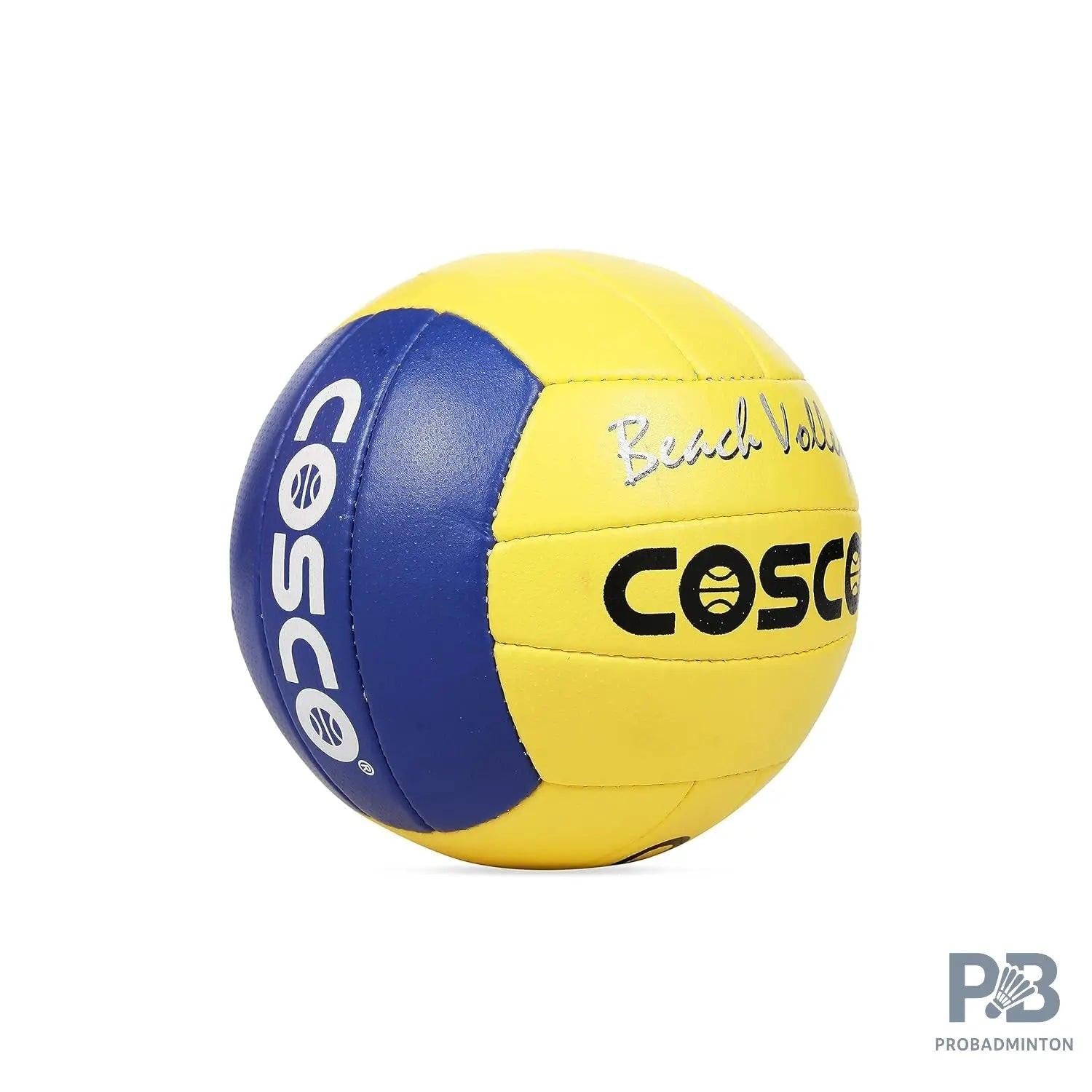 COSCO Beach Volleyball Size 4 – Blue & Yellow | Soft PU Hand-Sewn Ball with Floating Bladder for Beach & Outdoor Play.