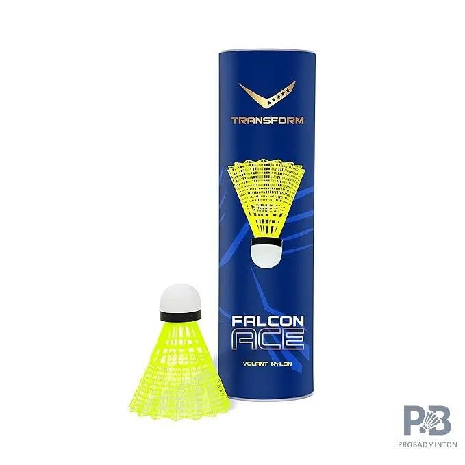 TRANSFORM Falcon Ace Nylon Shuttlecock | Professional-Grade Slow-Speed (75) Badminton Shuttle with Natural Cork & Durable Nylon Skirt | Made in India.