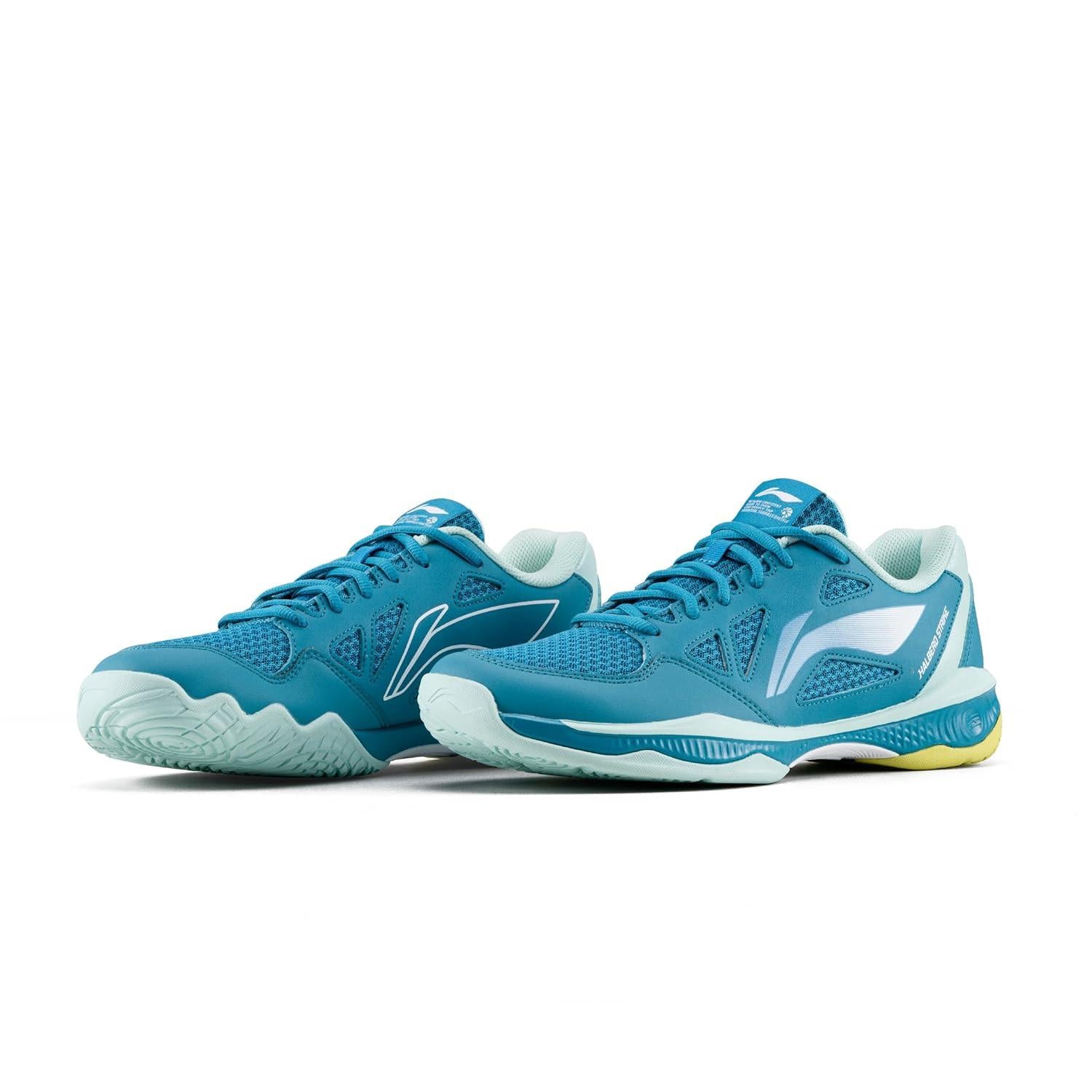 Li-Ning Halberd Strike Non-Marking Badminton Shoes| Blue Jade/Floating Green | Lightweight Indoor Court Shoes for Professional & Club Players.