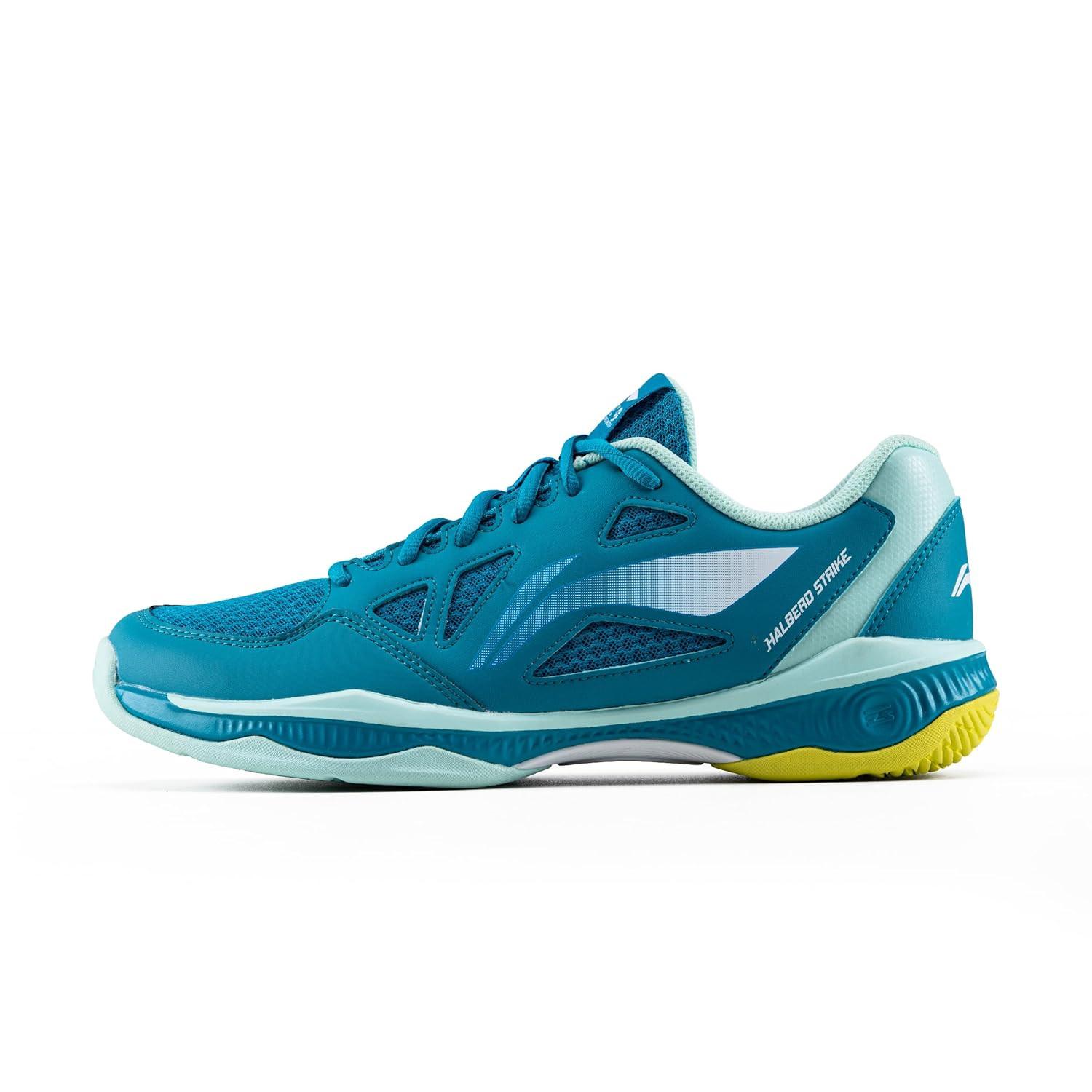 Li-Ning Halberd Strike Non-Marking Badminton Shoes| Blue Jade/Floating Green | Lightweight Indoor Court Shoes for Professional & Club Players.