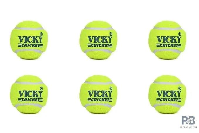 Vicky Rubber Cricket Tennis Ball – Pack of 6 & 5 Dozen (60 Balls) | High Bounce Green Practice Balls for Cricket Matches & Training | Best Price in India.