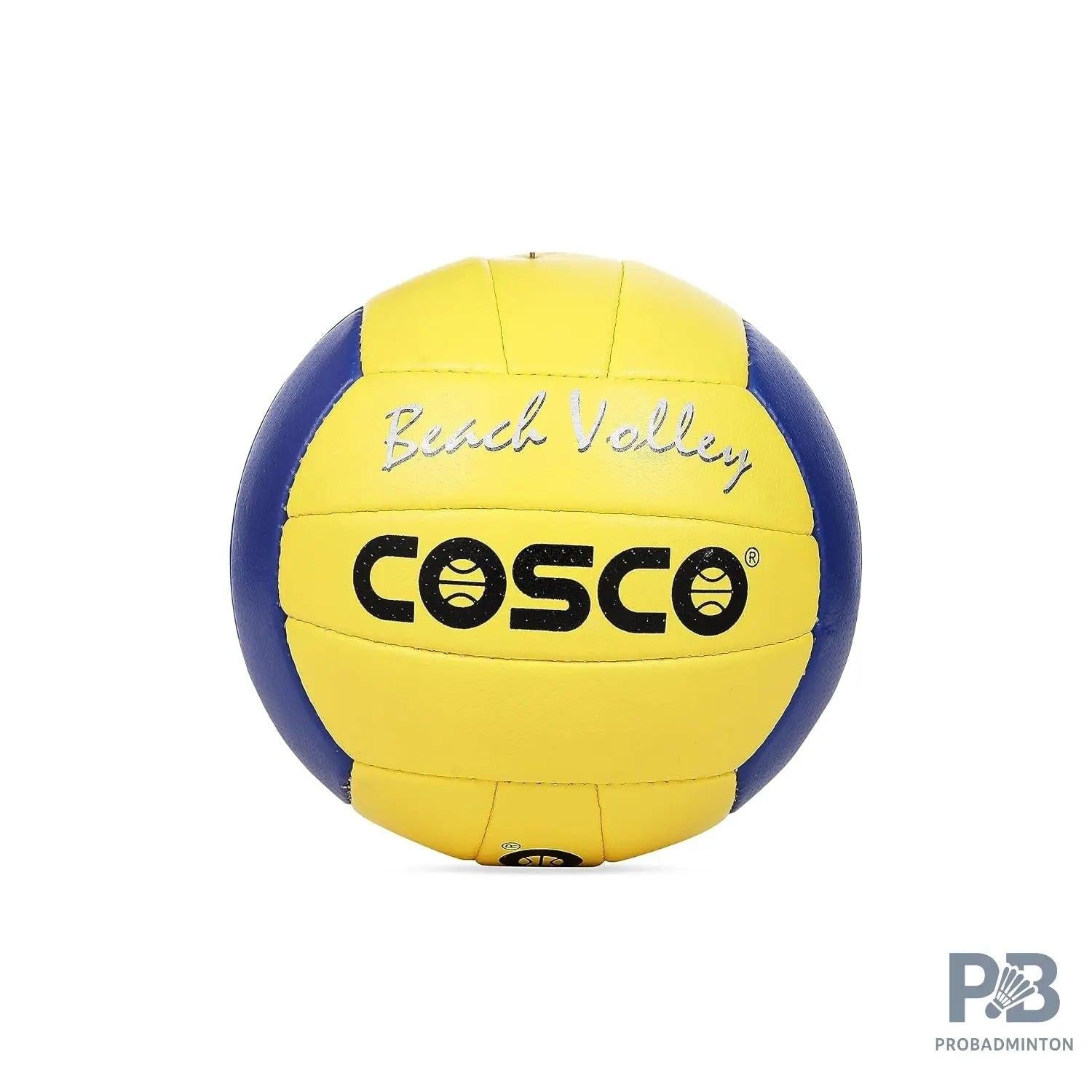 COSCO Beach Volleyball Size 4 – Blue & Yellow | Soft PU Hand-Sewn Ball with Floating Bladder for Beach & Outdoor Play.