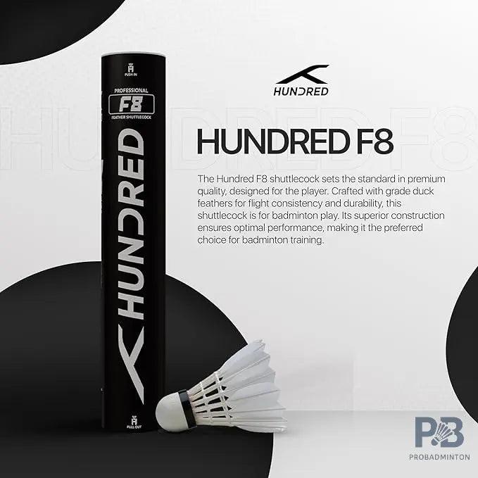 The Hundred F8 Badminton Feather Shuttlecocks | Speed 76 & 77 | Probadminton.in.