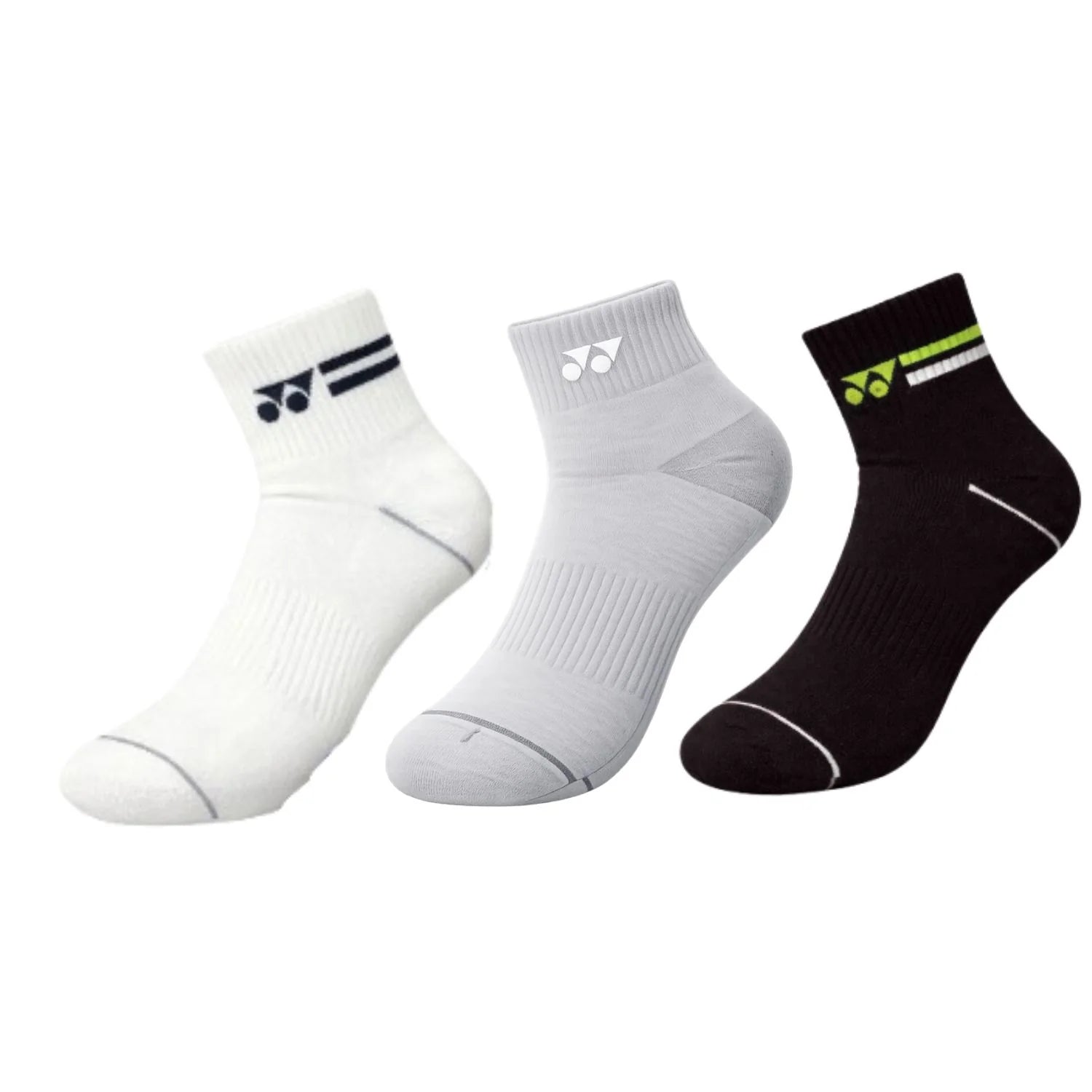 Yonex Socks M 2575T 3X1 - WHITE/LIGHT GRAY/BLACK (Pack of 3 socks)