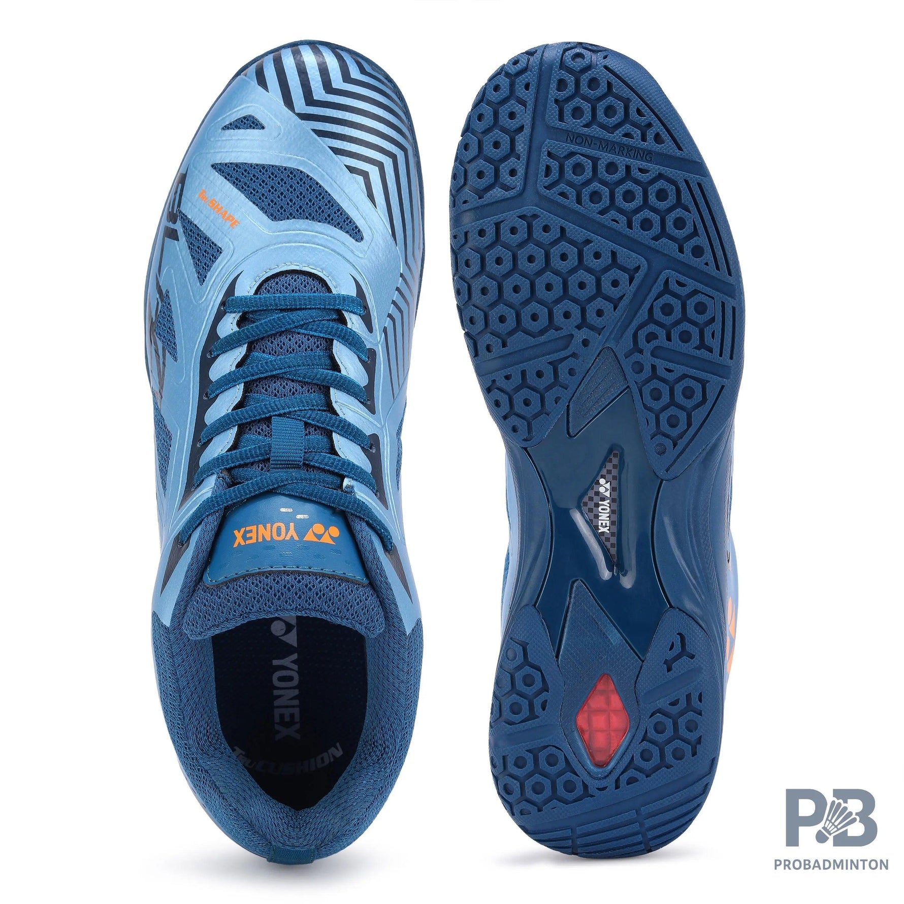 Yonex Blaze 3I Badminton Shoes | Crystal Teal/Hyper Orange | Lightweight Non-Marking Court Shoes.