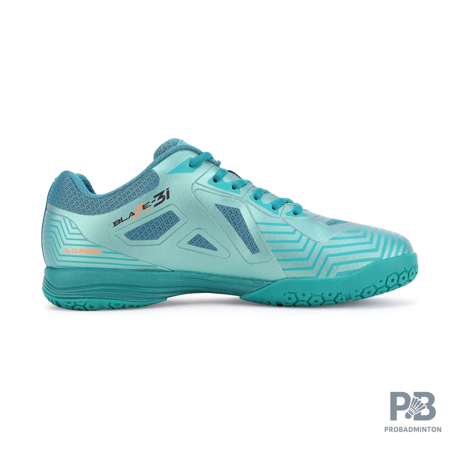 Yonex Blaze 3I Badminton Shoes | Neptune Green/Hyper Orange | Lightweight Non-Marking Court Shoes.