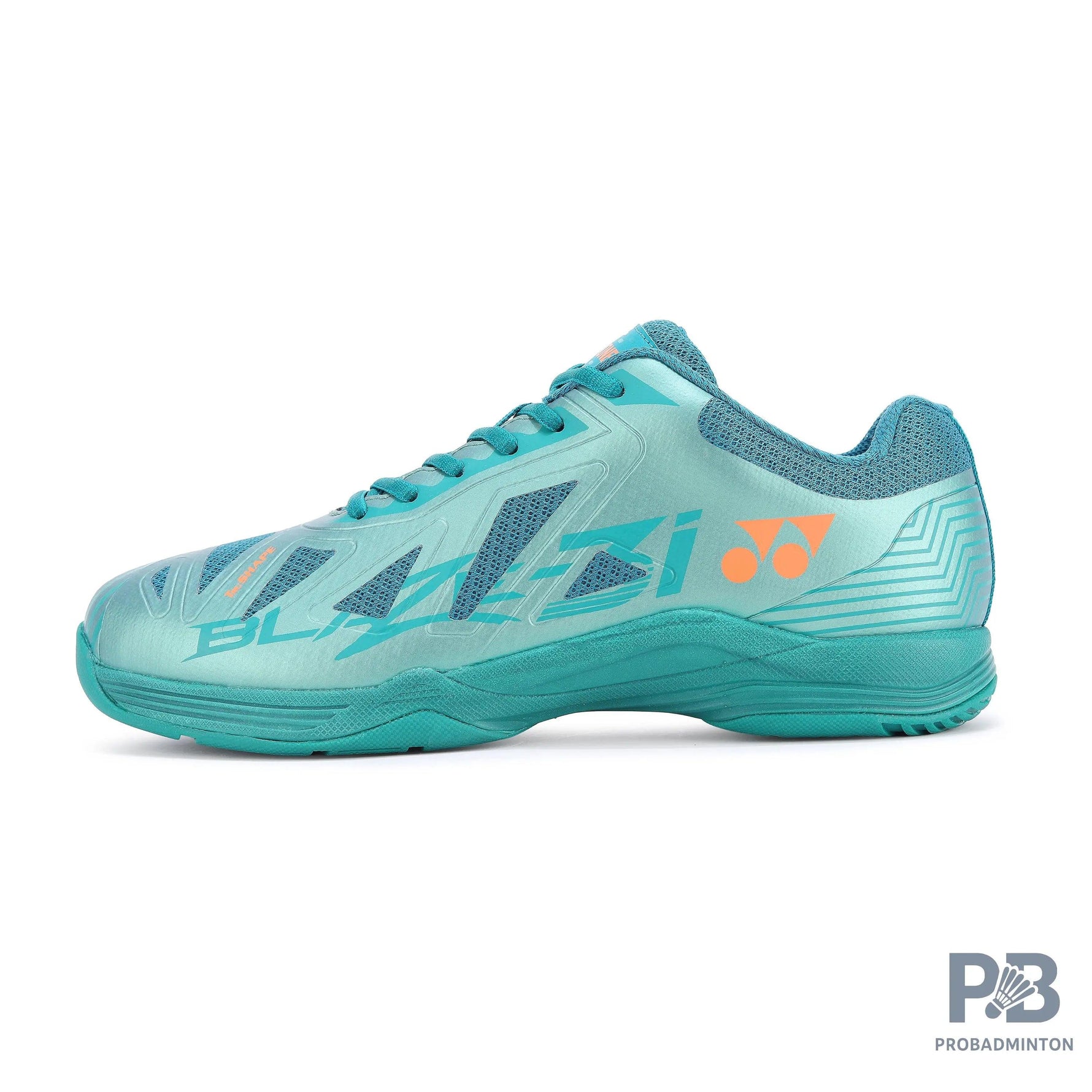 Yonex Blaze 3I Badminton Shoes | Neptune Green/Hyper Orange | Lightweight Non-Marking Court Shoes.