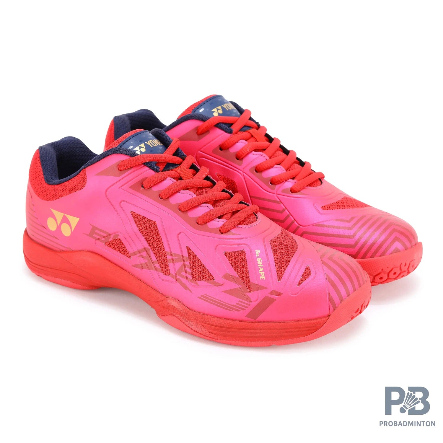 Yonex Blaze 3I Badminton Shoes | Red/Dark Pink/Gold | Lightweight Non-Marking Court Shoes.