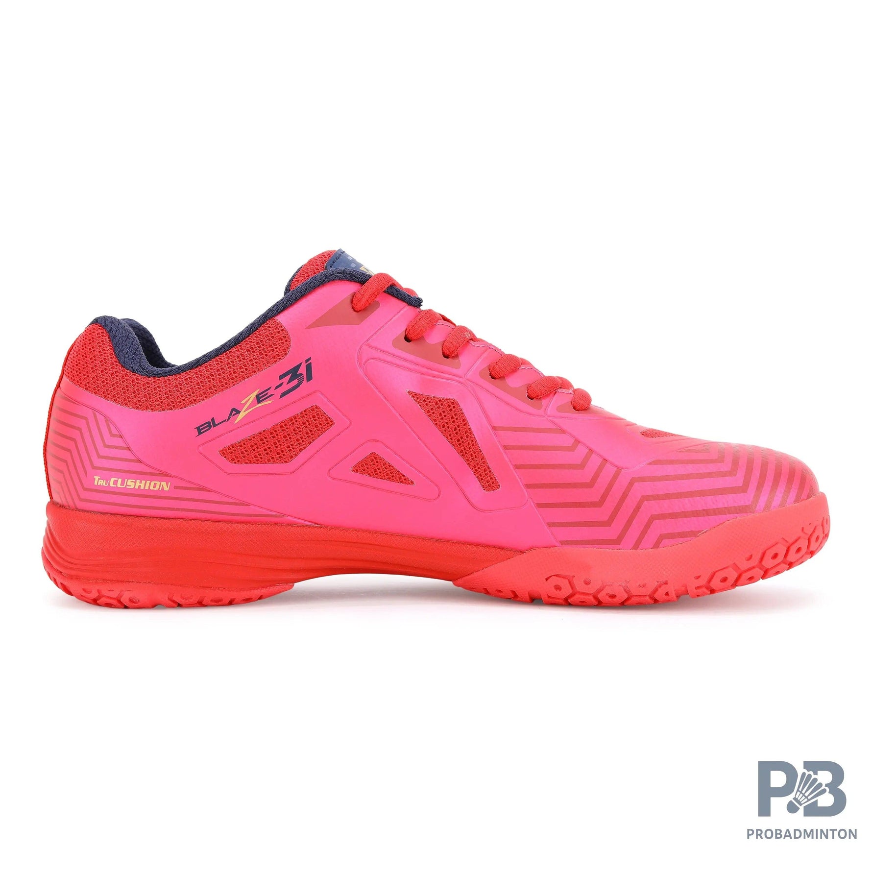 Yonex Blaze 3I Badminton Shoes | Red/Dark Pink/Gold | Lightweight Non-Marking Court Shoes.