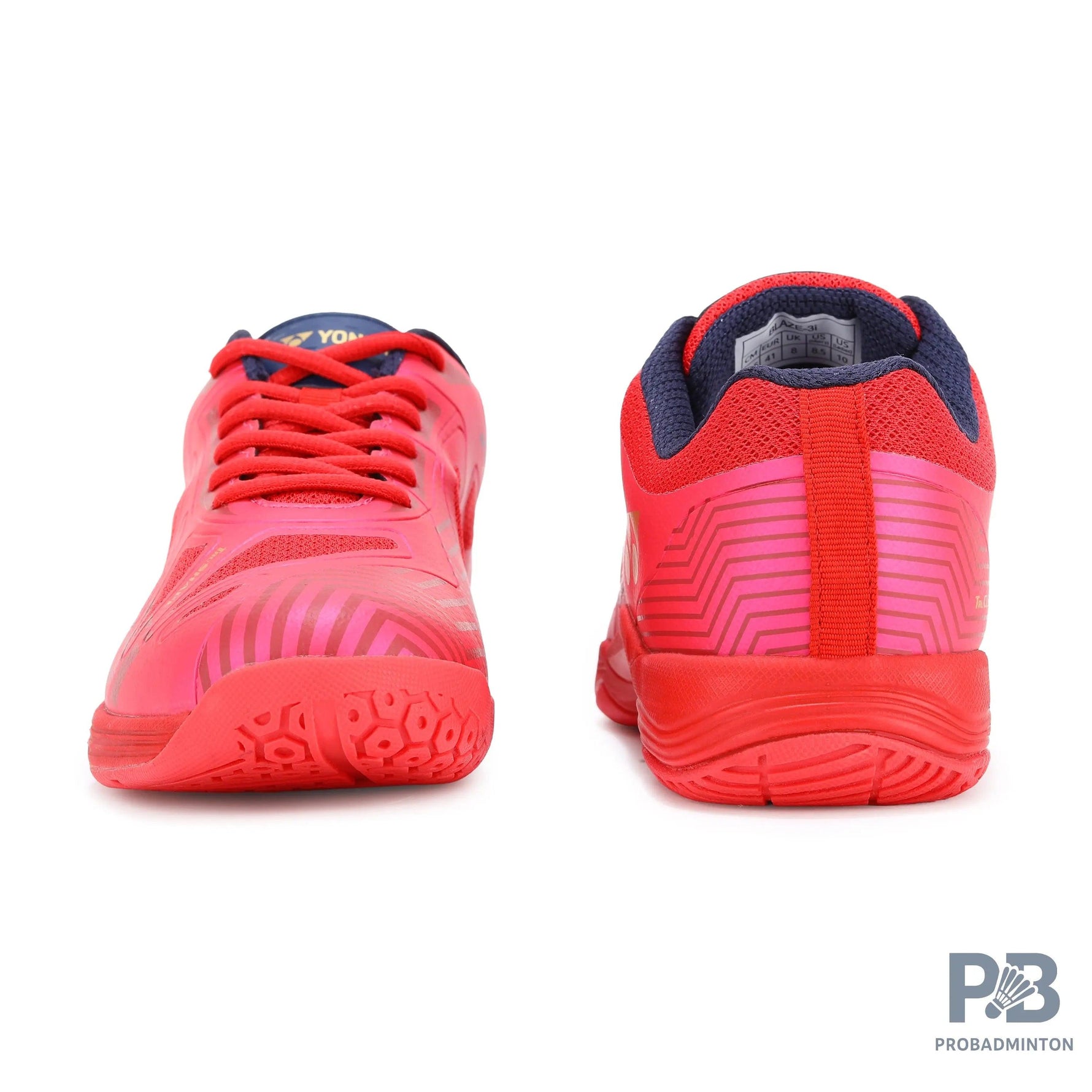 Yonex Blaze 3I Badminton Shoes | Red/Dark Pink/Gold | Lightweight Non-Marking Court Shoes.