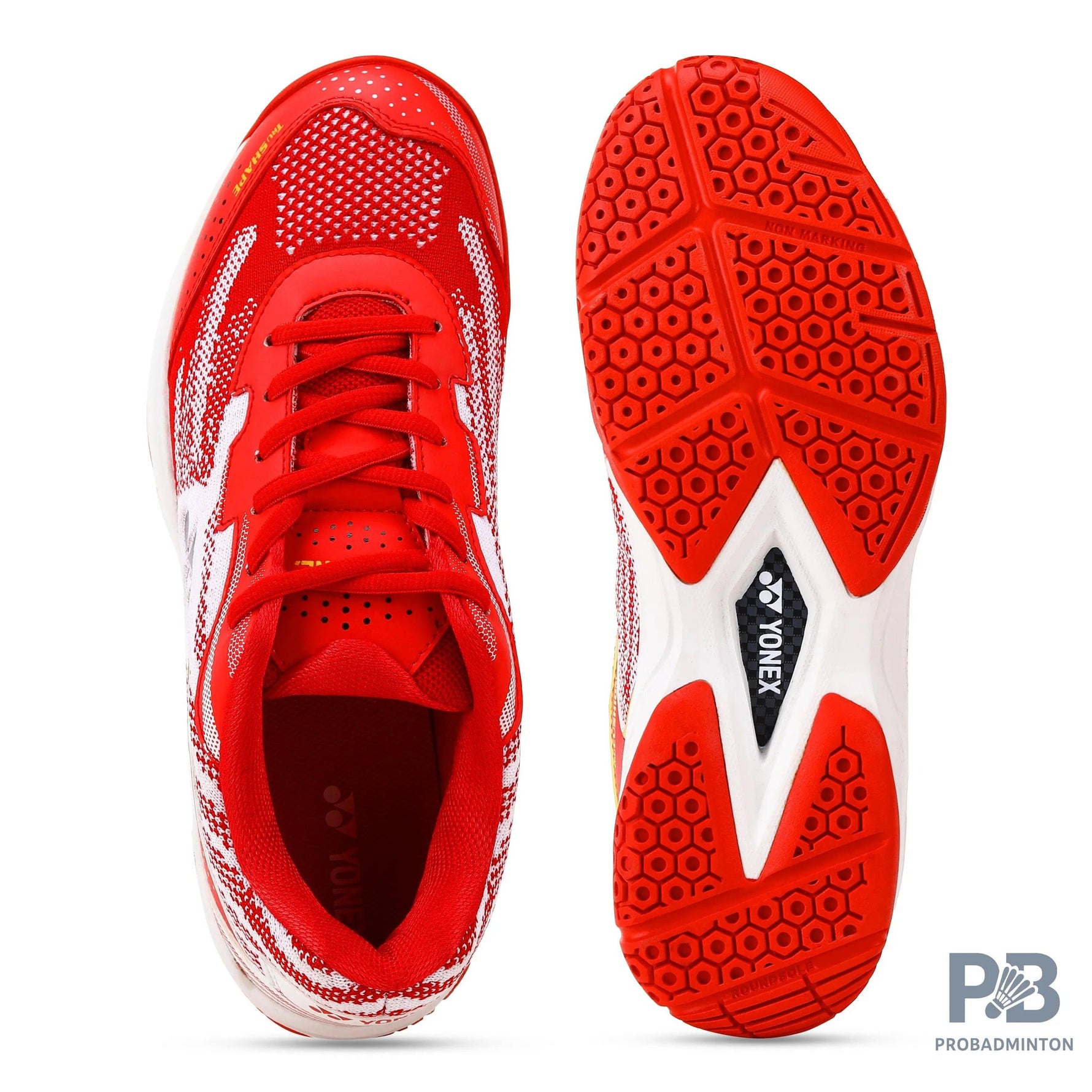 Yonex V 200i Badminton Shoe | Ruby Red/Medallion Gold.